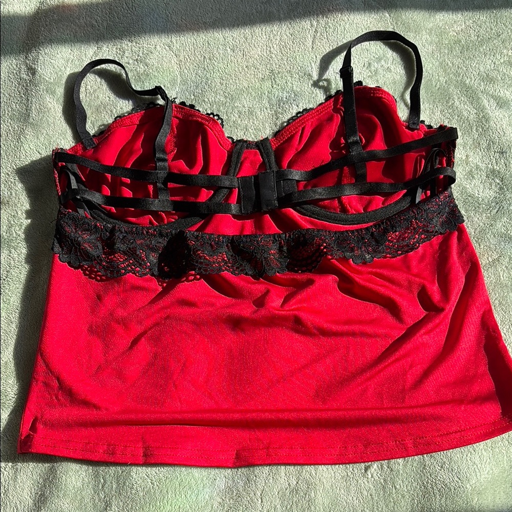 Red and Black Lace Top - Picture 2 of 3